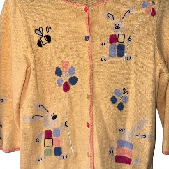 Early Y2K Vintage Christopher & Banks Whimsical Storybook Bunny Cardigan - Picture 3 of 10